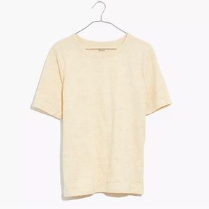 Madewell Palm Tree Jacquard Tomboy Tee Shirt Crewneck Boxy Relaxed Fit Textured